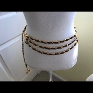 Vintage CHANEL leather and chain belt